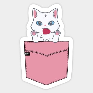 Heart Kitty Cat Pouchie Shirt - In Pocket Sticker